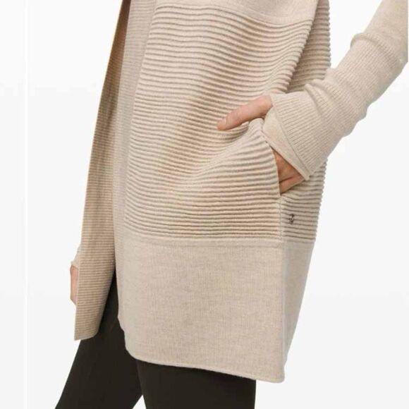 Lululemon Cardigan Womens Sz 8 Merino Wool Ribbed Open Front Sweater Jacket - Picture 5 of 15